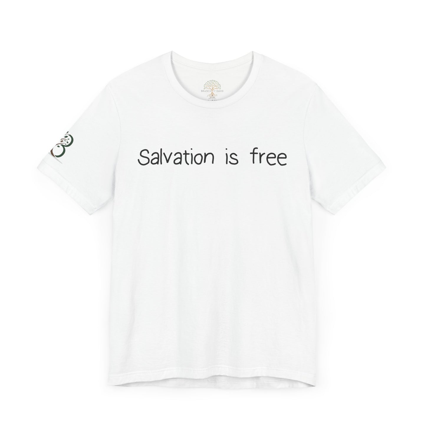 Double-sided Inspirational Unisex Jersey Short Sleeve Tee "Salvation is free"