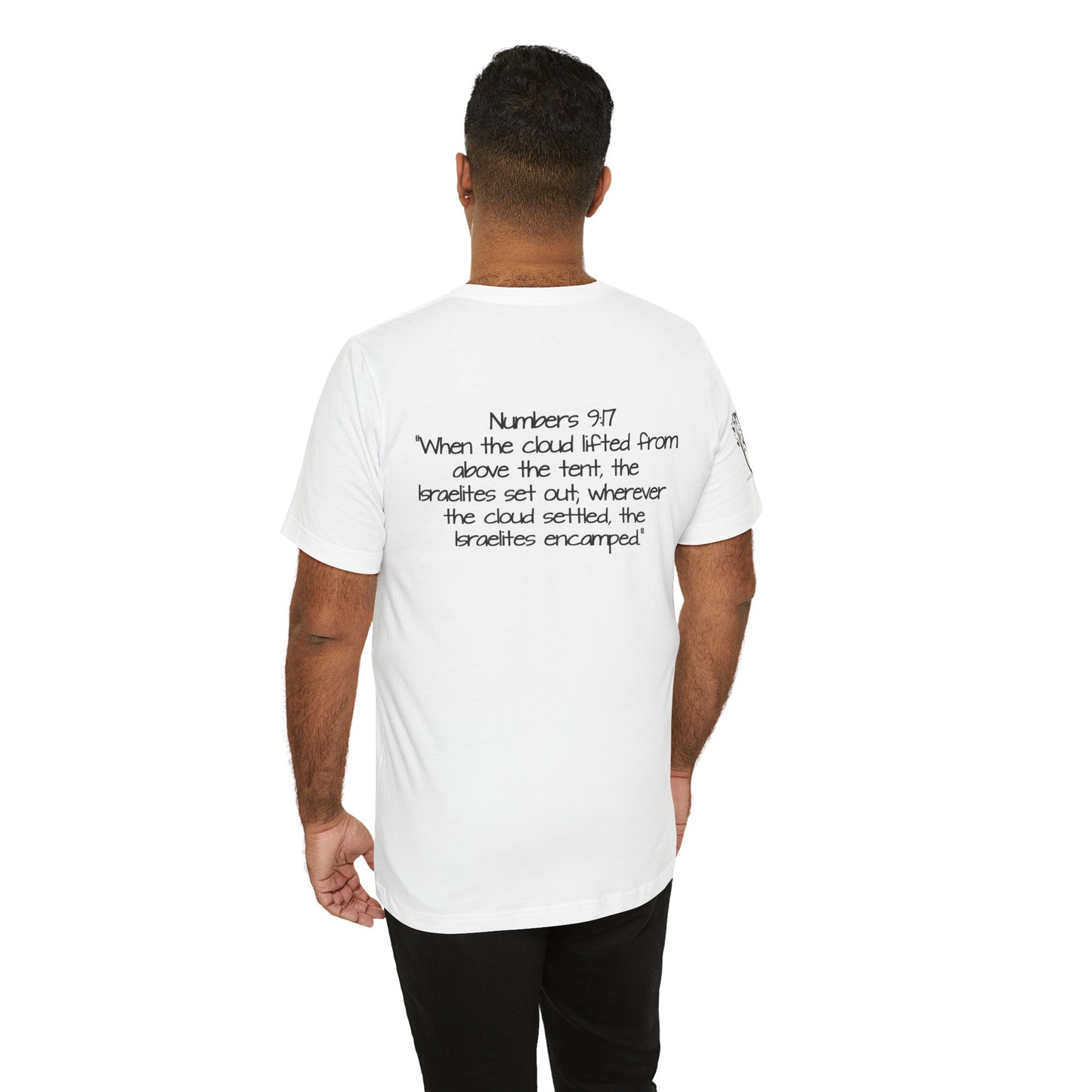 Double-sided Inspirational Unisex Short Sleeve Tee - "Follow the leader with Numbers scripture"