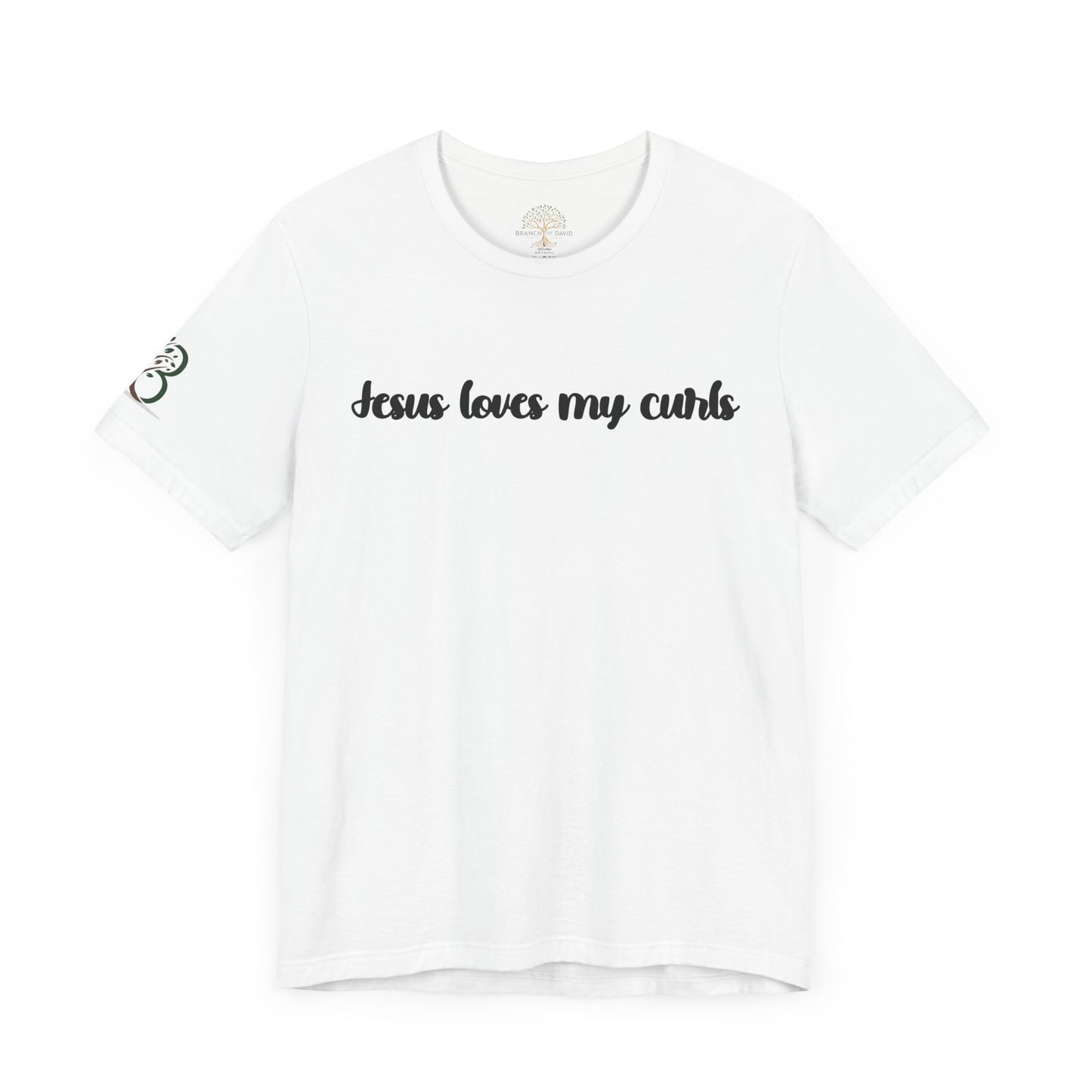 Inspirational Unisex Jersey Short Sleeve Tee "Jesus loves my curls"