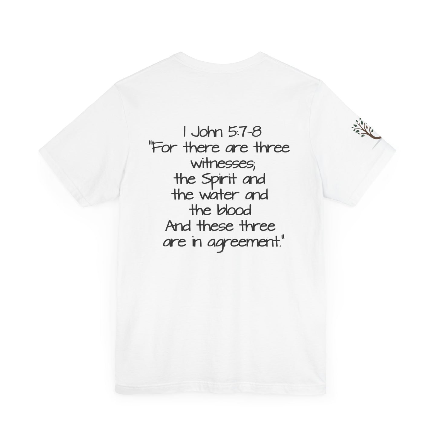 Double-sided Inspirational Unisex Jersey Short Sleeve Tee "Made by the Father Saved by the Son Led by the Spirit"