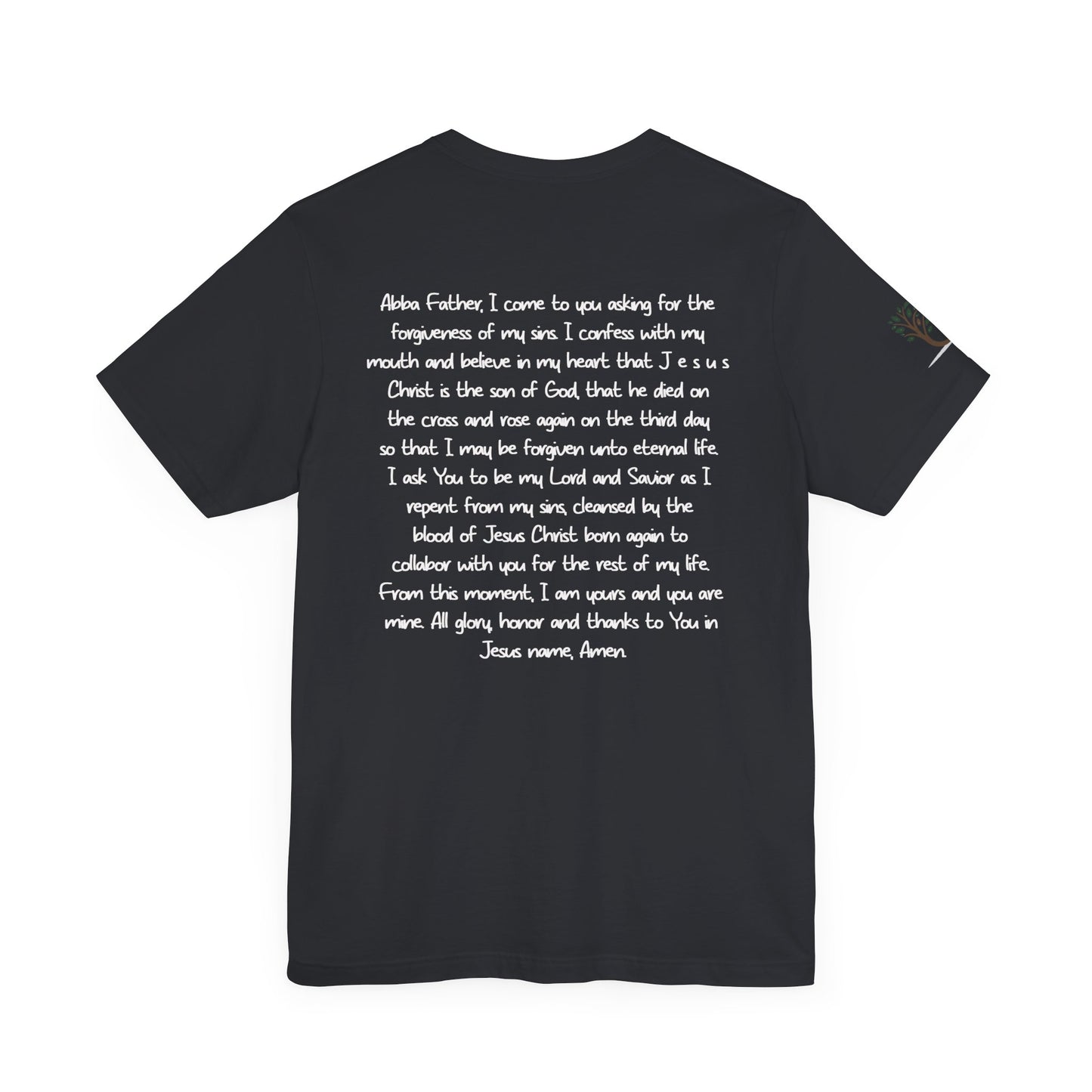 Double sided Inspirational Unisex Short Sleeve Tee - "Jesus saved me"