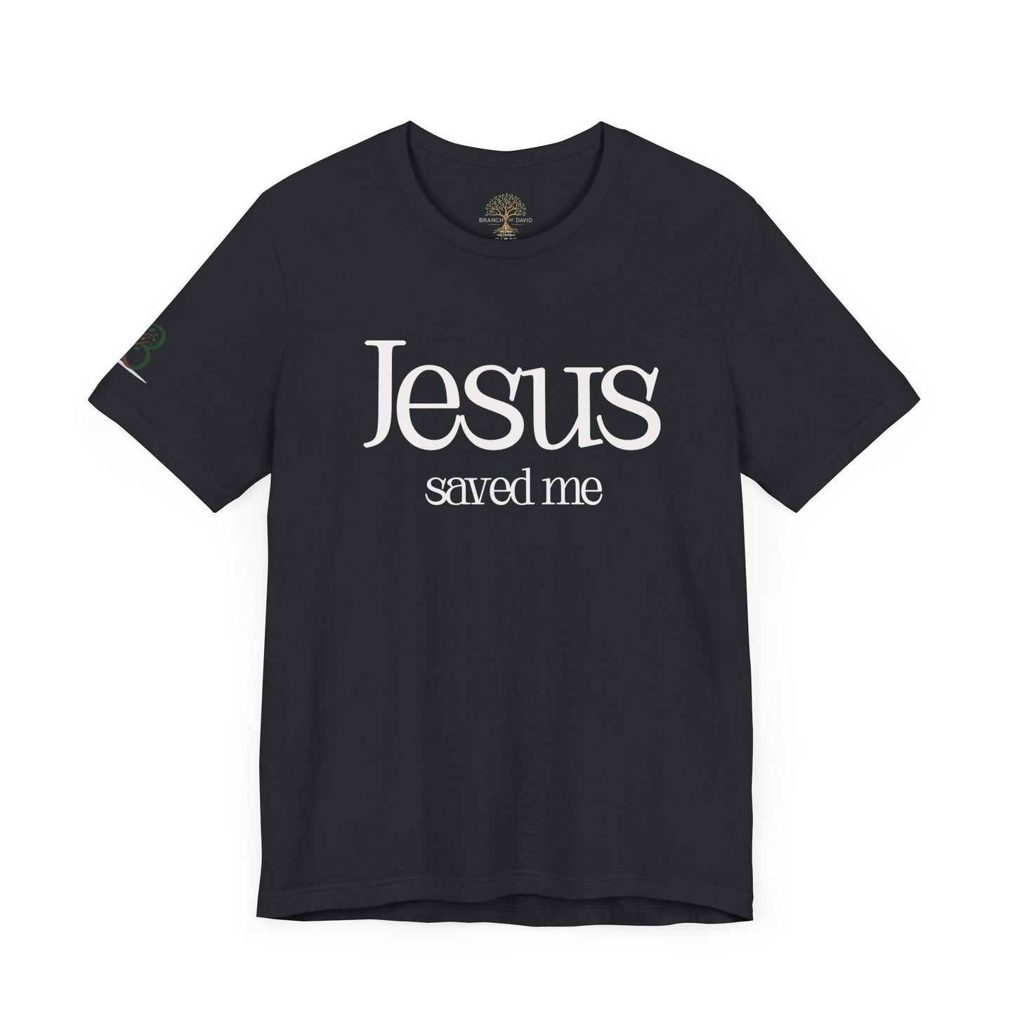 Double sided Inspirational Unisex Short Sleeve Tee - "Jesus saved me"