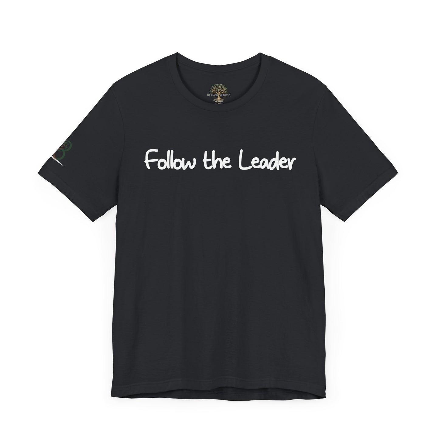Double-sided Inspirational Unisex Short Sleeve Tee - "Follow the leader with Numbers scripture"