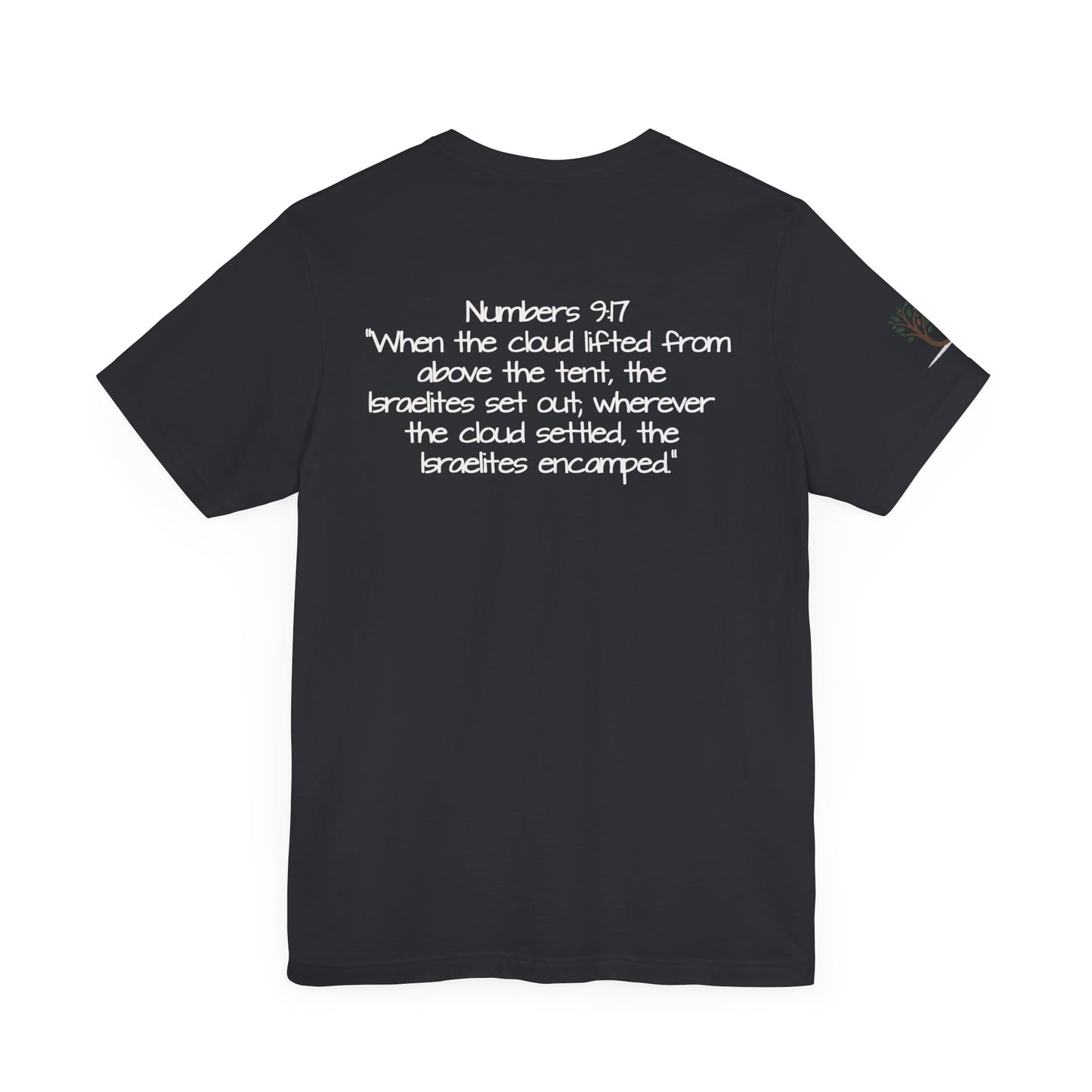 Double-sided Inspirational Unisex Short Sleeve Tee - "Follow the leader with Numbers scripture"