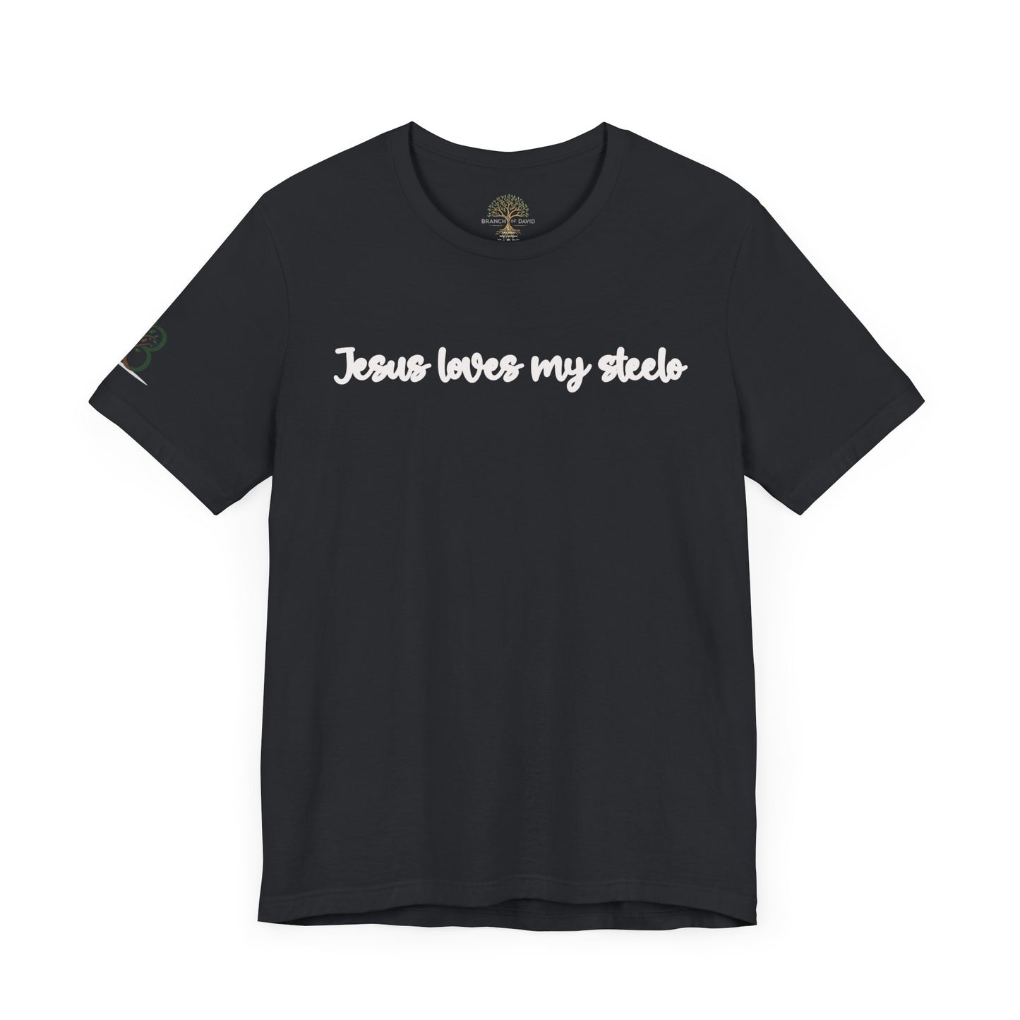 Inspirational Unisex Short Sleeve Tee - "Jesus loves my steelo"
