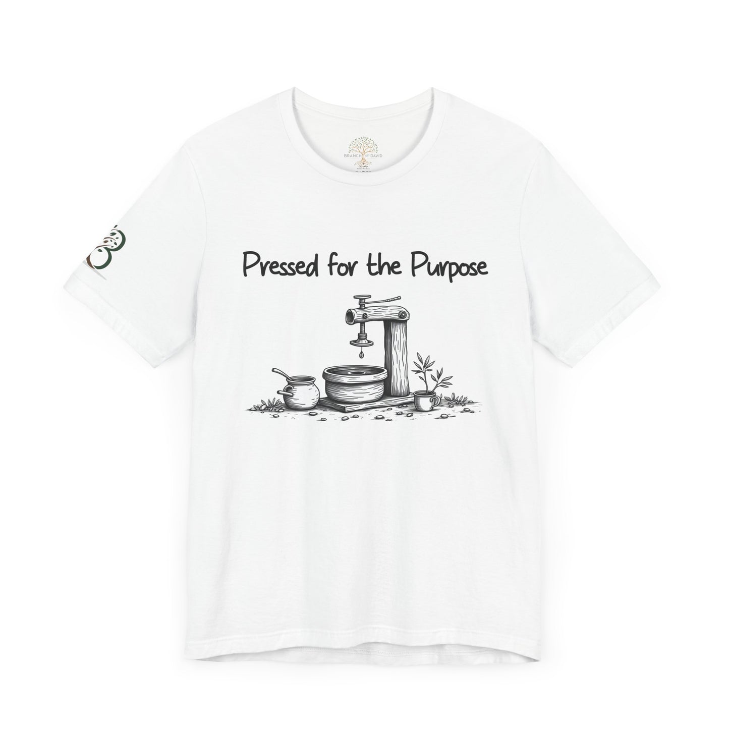Double-sided Inspirational Unisex Short Sleeve Tee - "Pressed for the Purpose with Luke scripture"