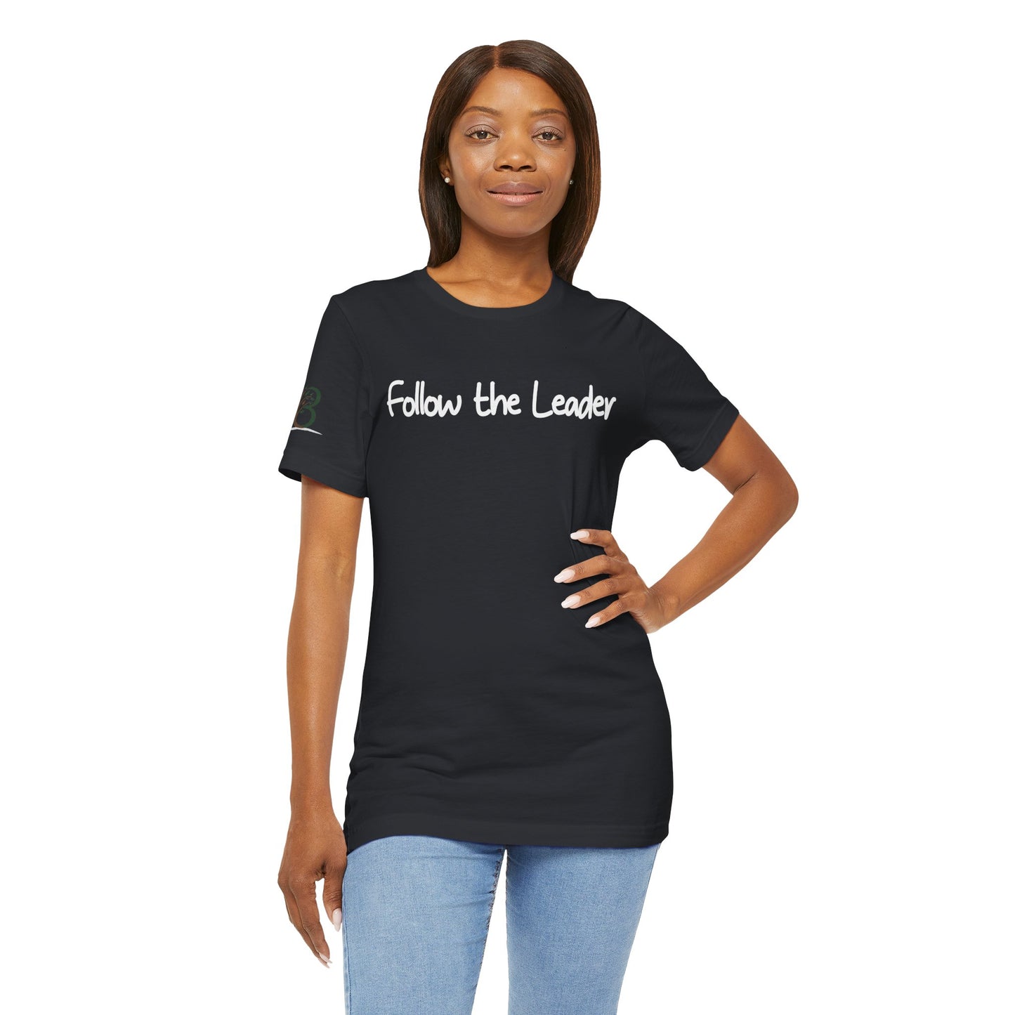 Double-sided Inspirational Unisex Short Sleeve Tee - "Follow the leader with Numbers scripture"