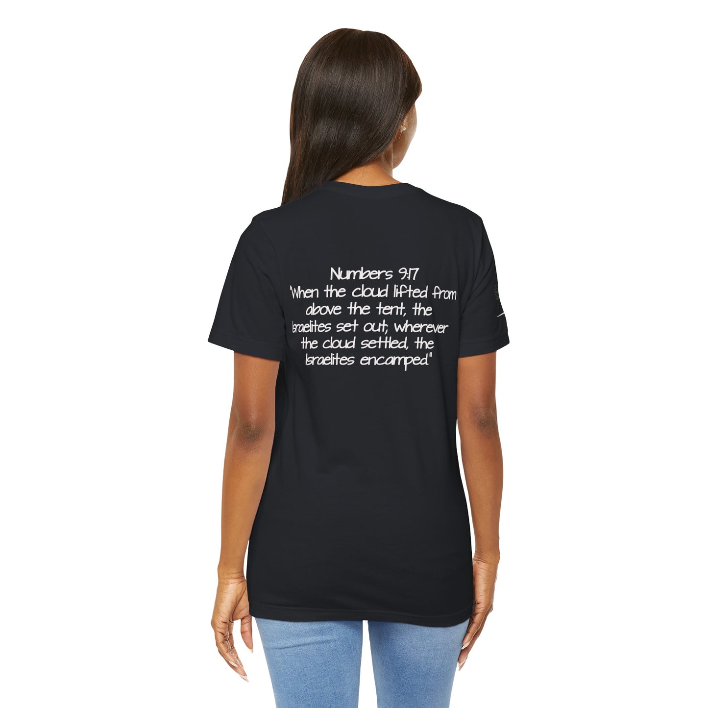 Double-sided Inspirational Unisex Short Sleeve Tee - "Follow the leader with Numbers scripture"