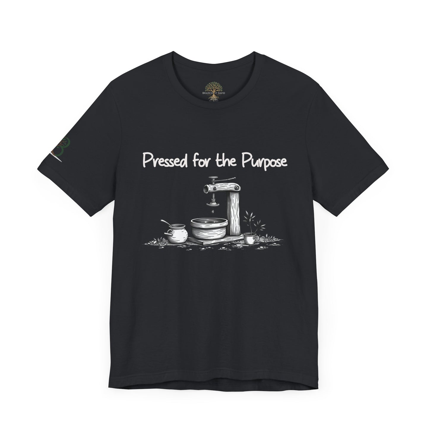 Double-sided Inspirational Unisex Short Sleeve Tee - "Pressed for the Purpose with Luke scripture"