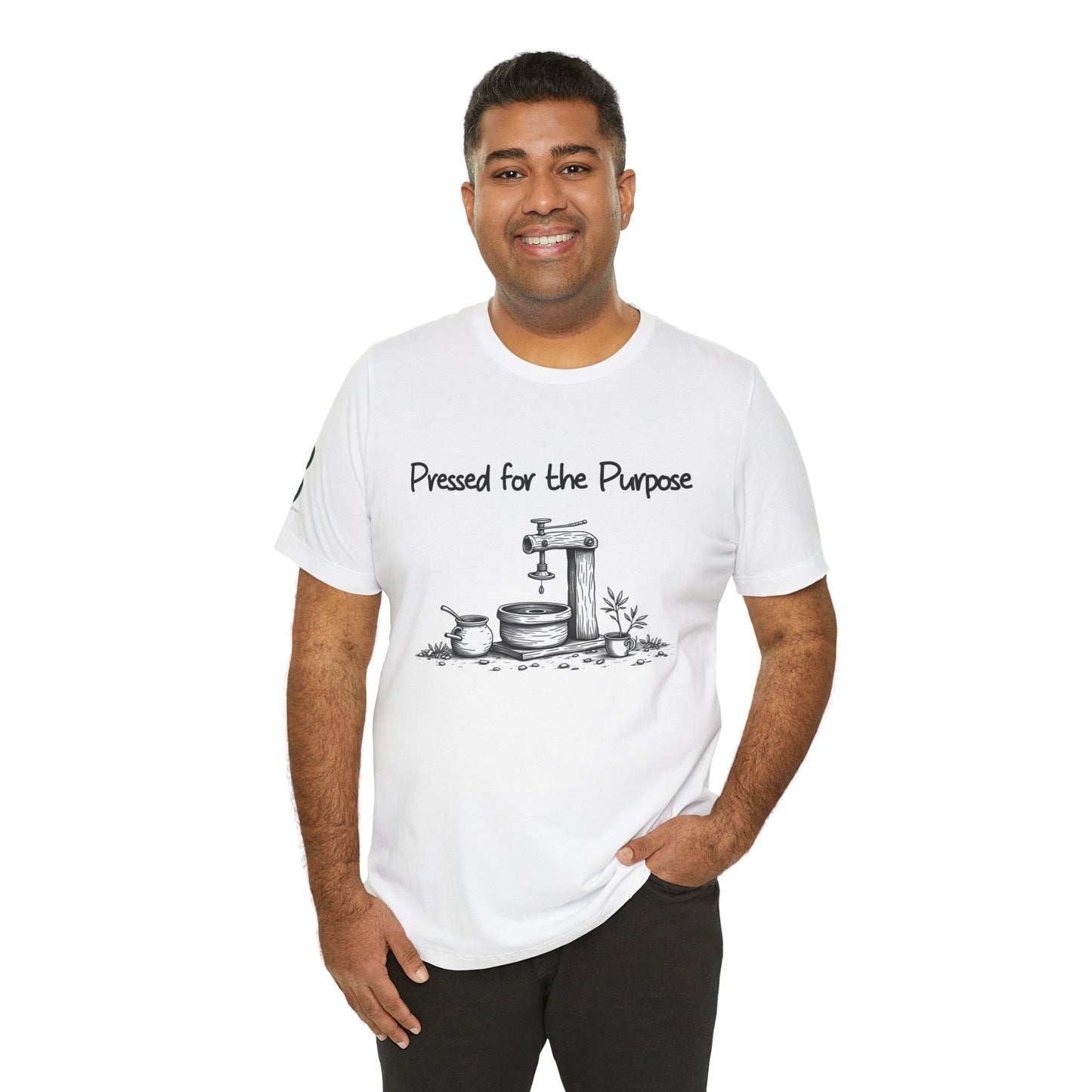 Double-sided Inspirational Unisex Short Sleeve Tee - "Pressed for the Purpose with Exodus scripture"