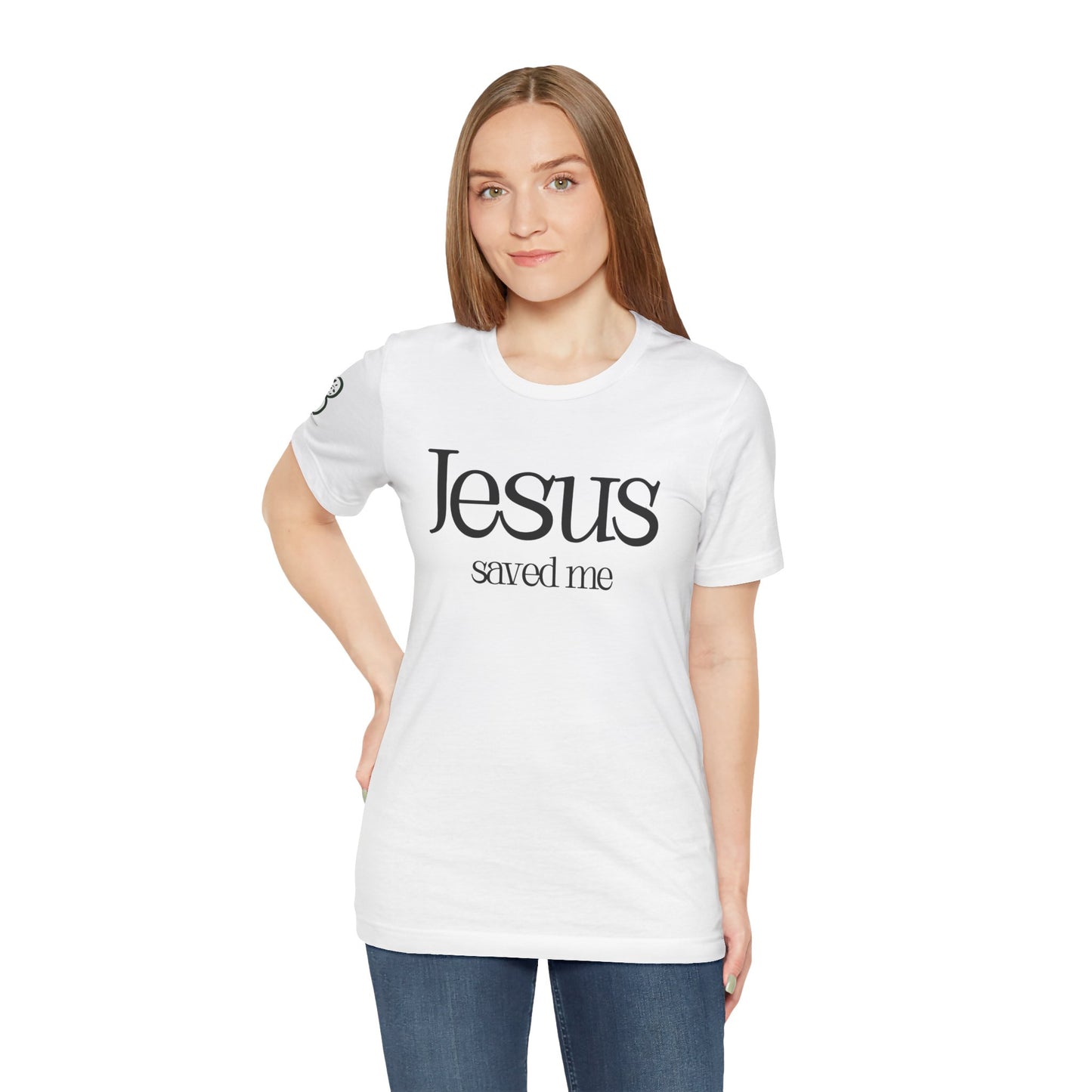 Double sided Inspirational Unisex Jersey Short Sleeve Tee "Jesus saved me"