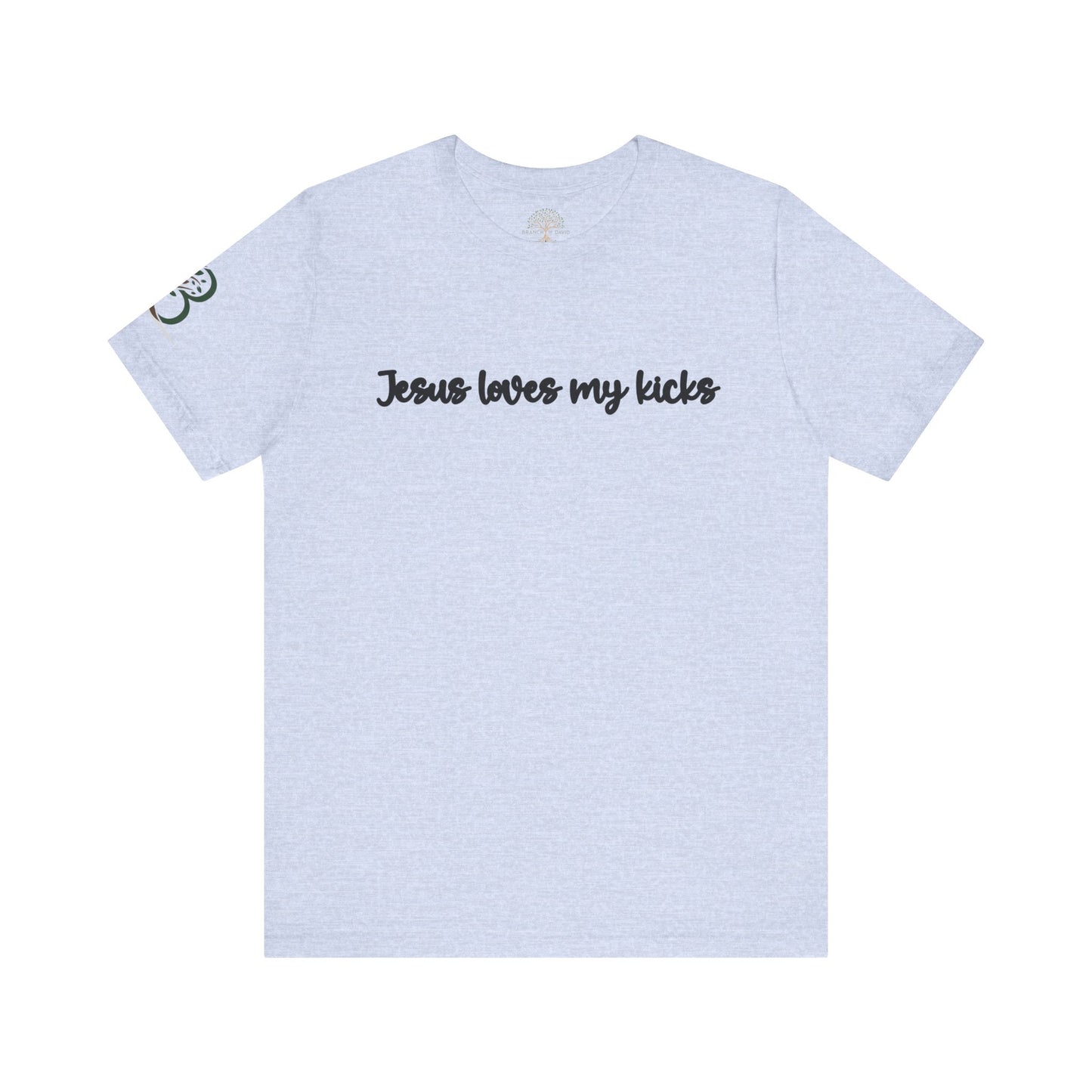 Inspirational Unisex Jersey Short Sleeve Tee "Jesus loves my kicks"