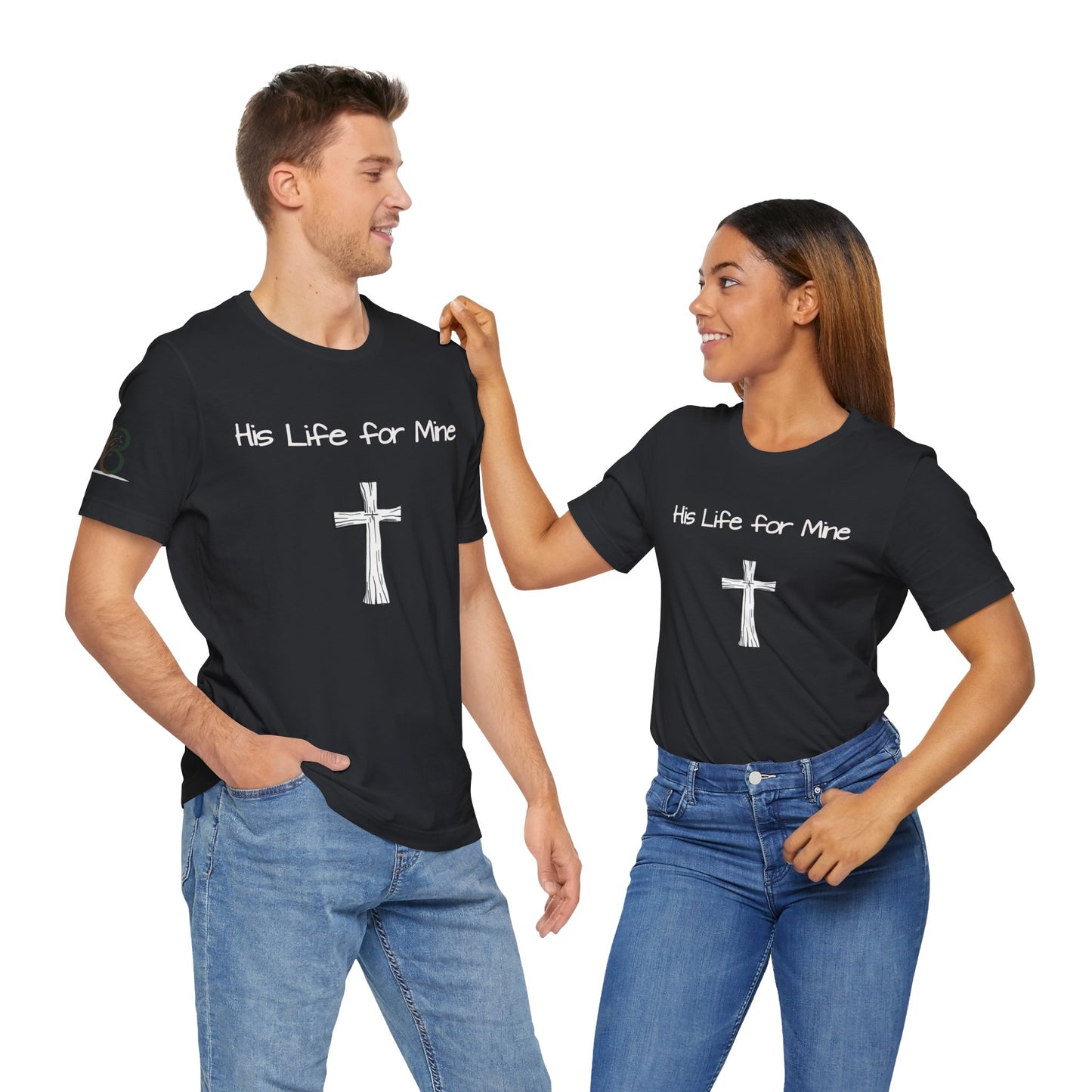Double-sided Inspirational Unisex Short Sleeve Tee - "His Life for Mine"