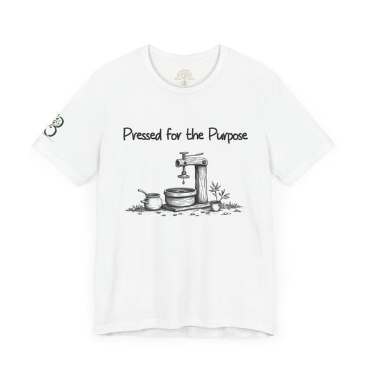 Double-sided Inspirational Unisex Short Sleeve Tee - "Pressed for the Purpose with Exodus scripture"