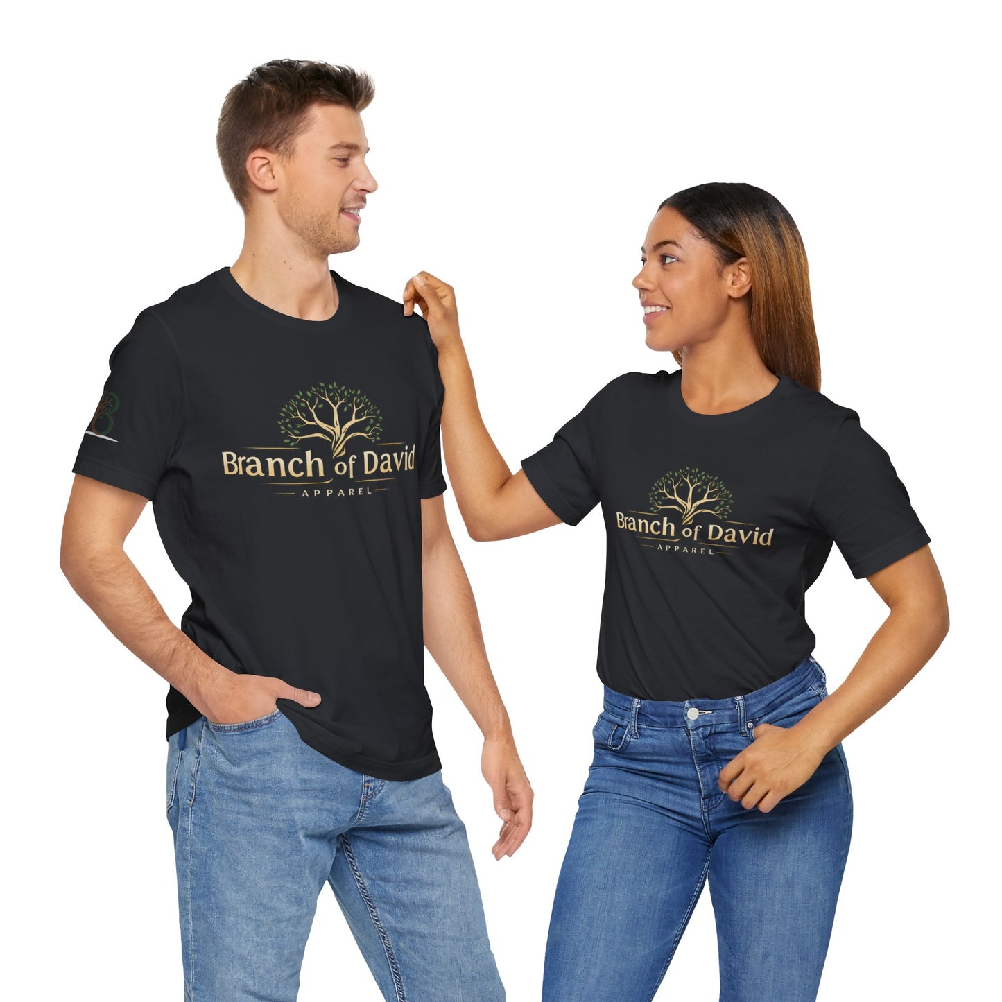 Double-sided Inspirational Unisex Short Sleeve Tee - "Branch of David with alternative Isaiah scripture"