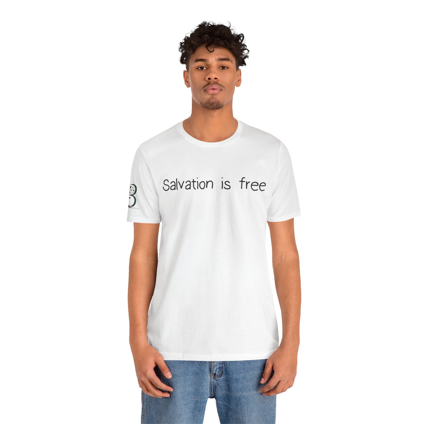 Double-sided Inspirational Unisex Jersey Short Sleeve Tee "Salvation is free"
