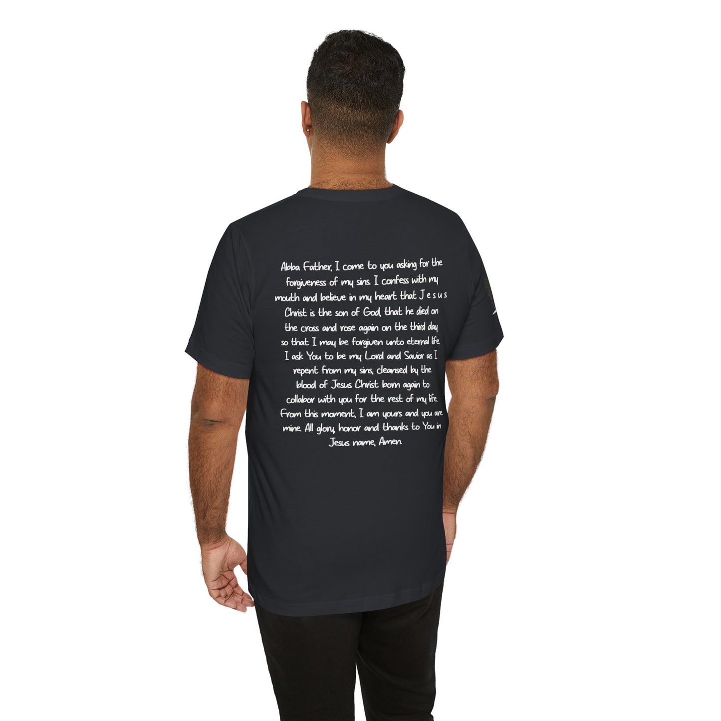 Double sided Inspirational Unisex Short Sleeve Tee - "Jesus saved me"