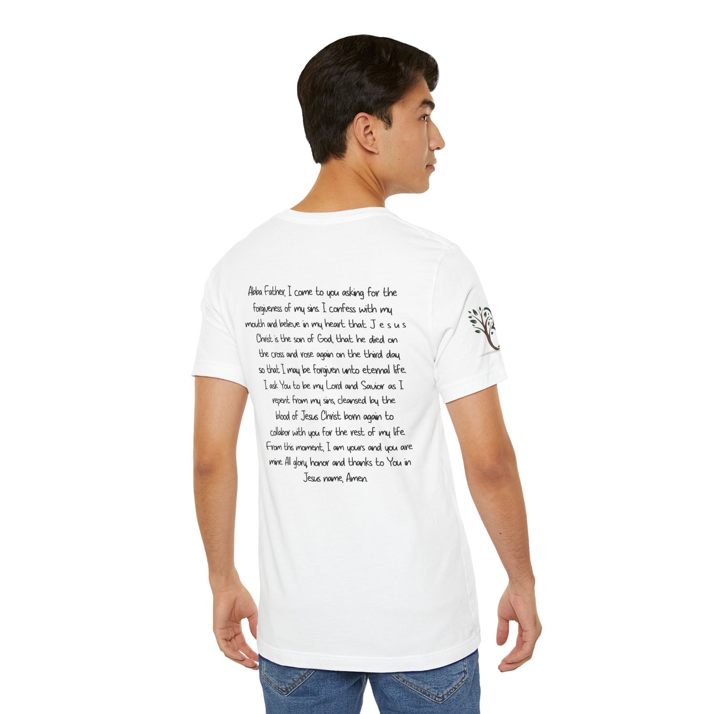 Double-sided Inspirational Unisex Jersey Short Sleeve Tee "Salvation is free"