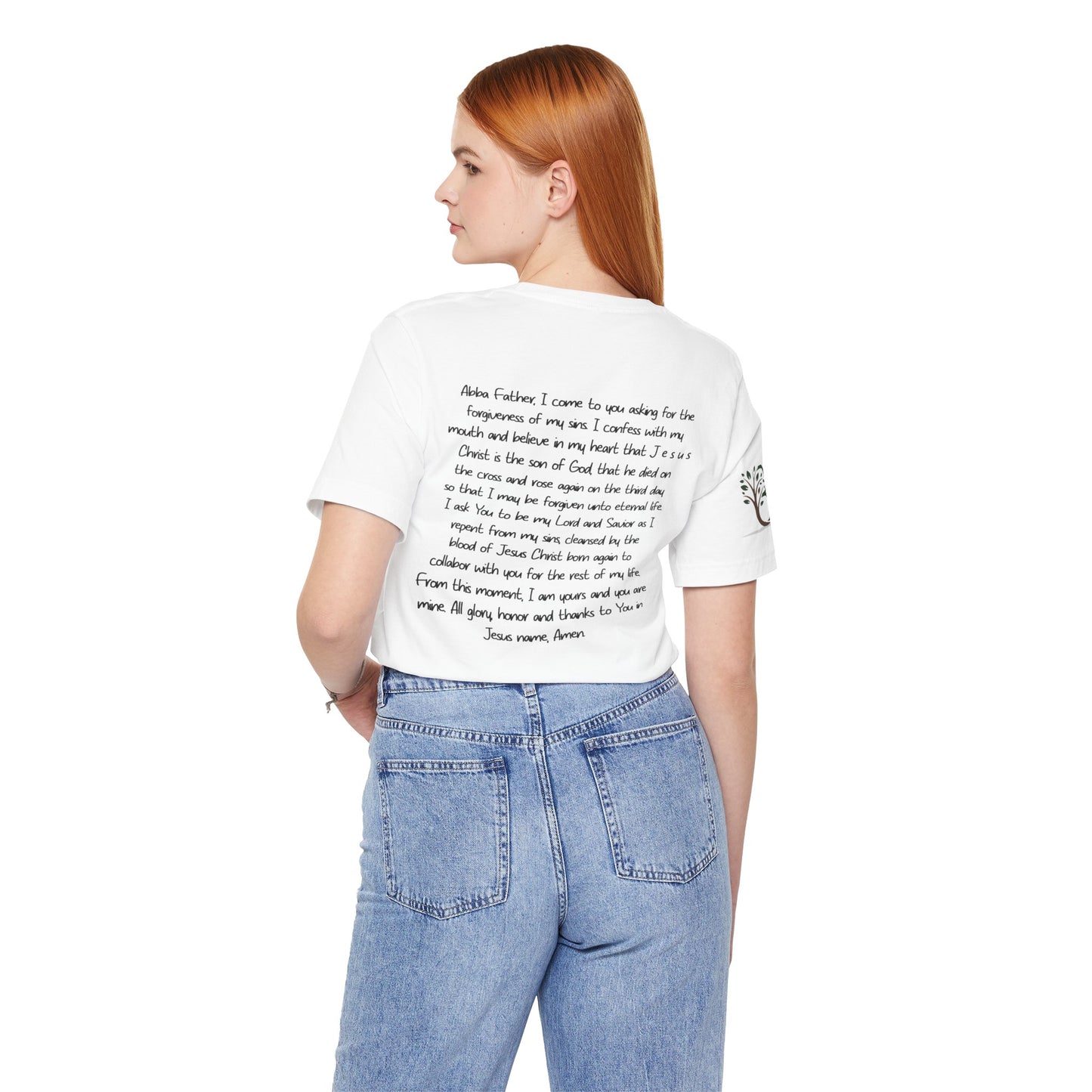 Double sided Inspirational Unisex Jersey Short Sleeve Tee "Jesus saved me"