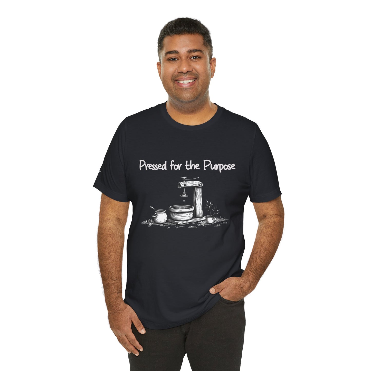 Double-sided Inspirational Unisex Short Sleeve Tee - "Pressed for the Purpose with Exodus scripture"