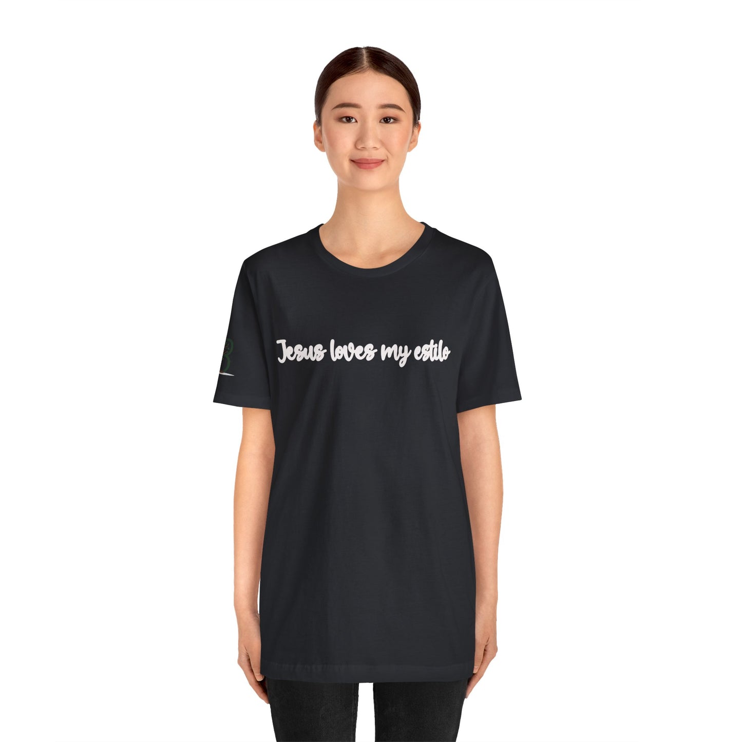 Inspirational Unisex Short Sleeve Tee - "Jesus loves my estilo"