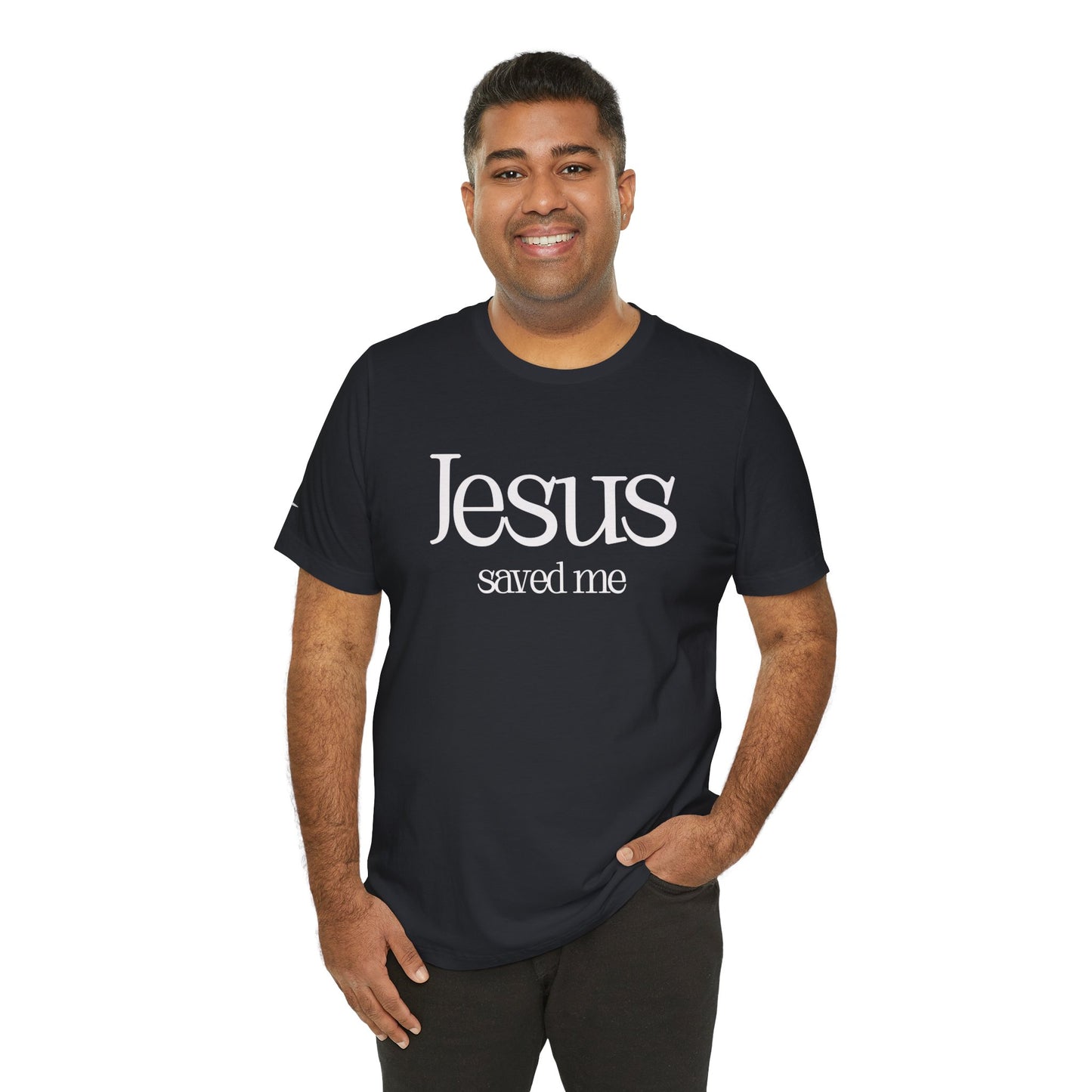 Double sided Inspirational Unisex Short Sleeve Tee - "Jesus saved me"
