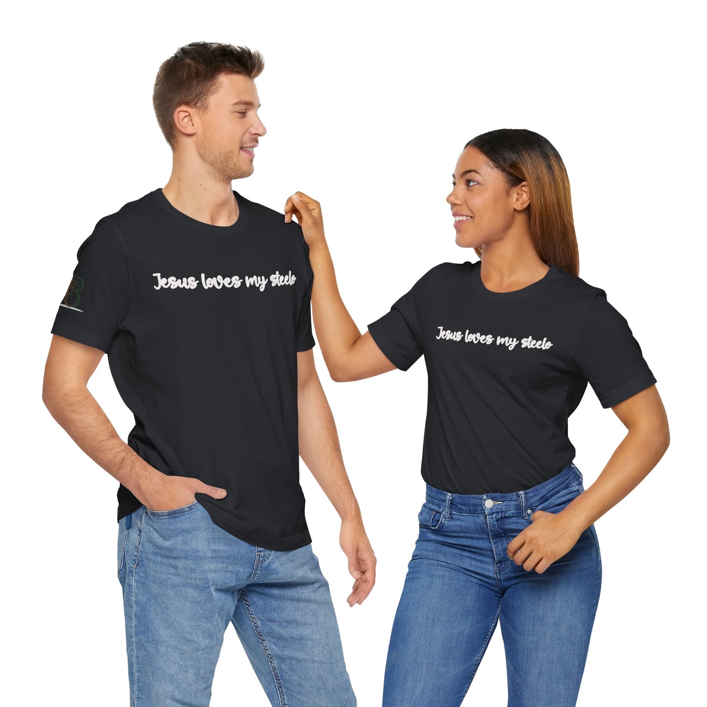 Inspirational Unisex Short Sleeve Tee - "Jesus loves my steelo"