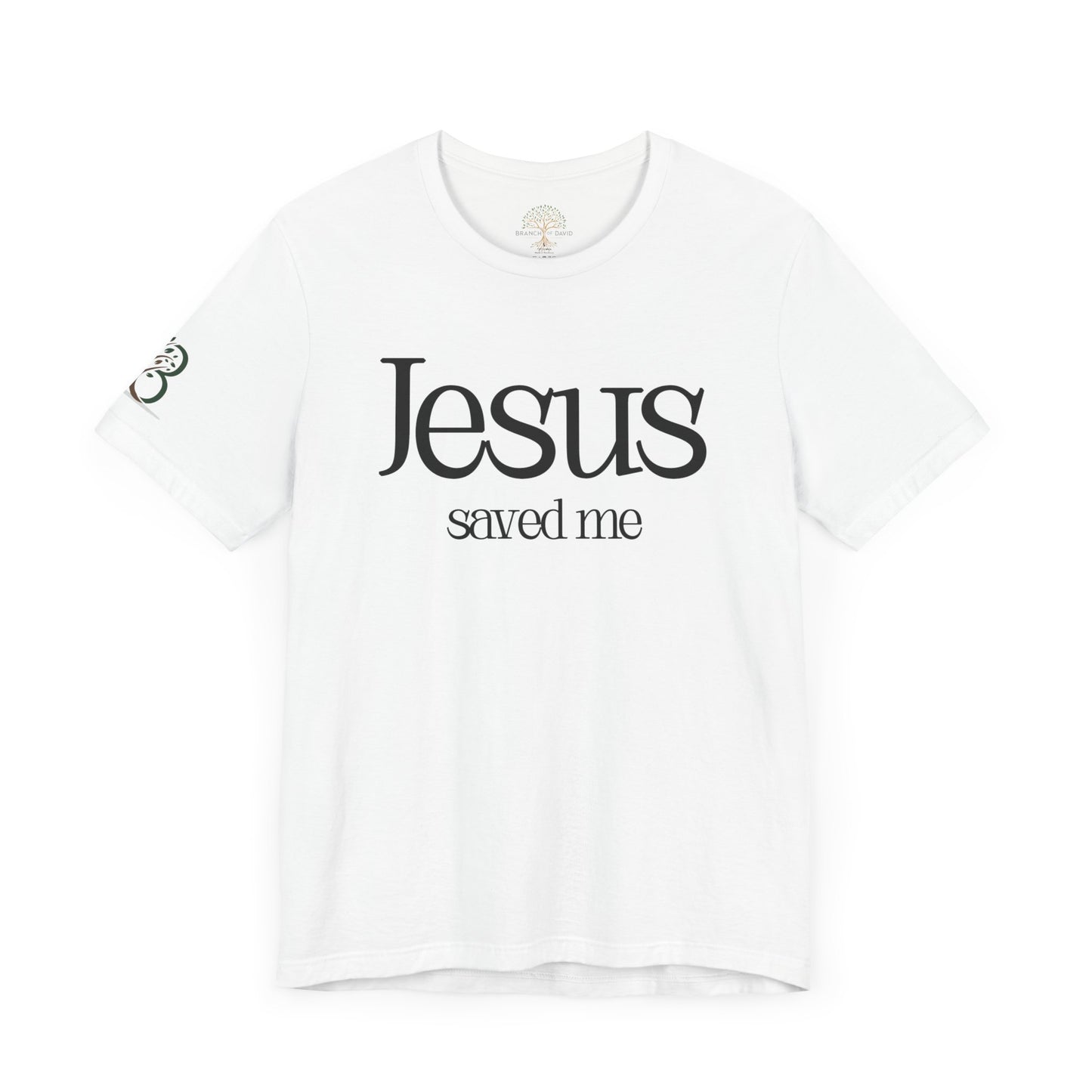 Double sided Inspirational Unisex Jersey Short Sleeve Tee "Jesus saved me"