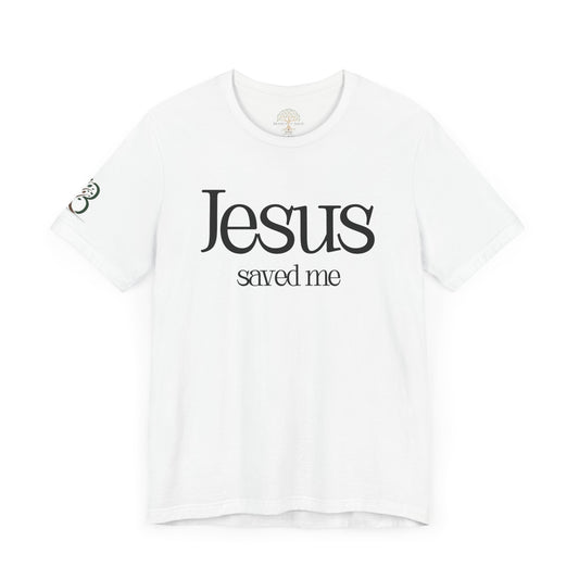Double sided Inspirational Unisex Jersey Short Sleeve Tee "Jesus saved me"