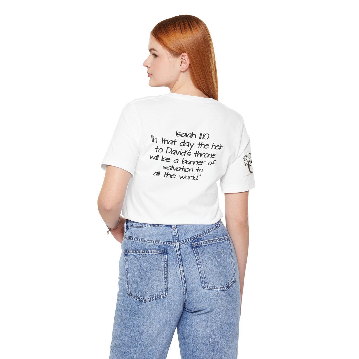 Double-sided Inspirational Unisex Short Sleeve Tee - "Branch of David with alternative Isaiah scripture"