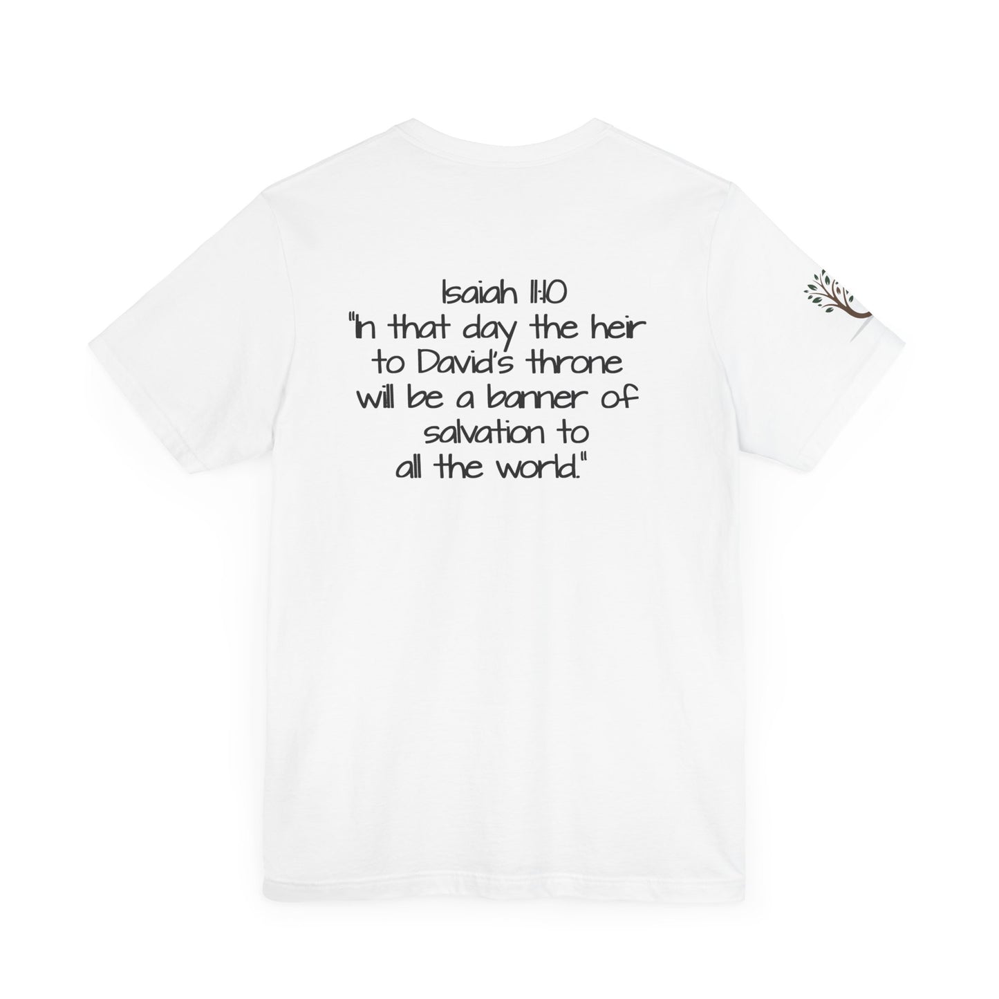 Double-sided Inspirational Unisex Short Sleeve Tee - "Branch of David with alternative Isaiah scripture"