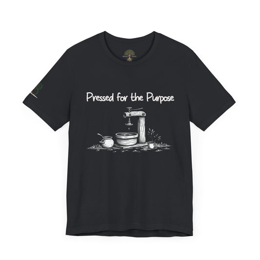 Double-sided Inspirational Unisex Short Sleeve Tee - "Pressed for the Purpose with Exodus scripture"